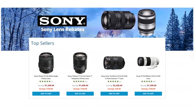 Rebates on Sony lenses at B&H